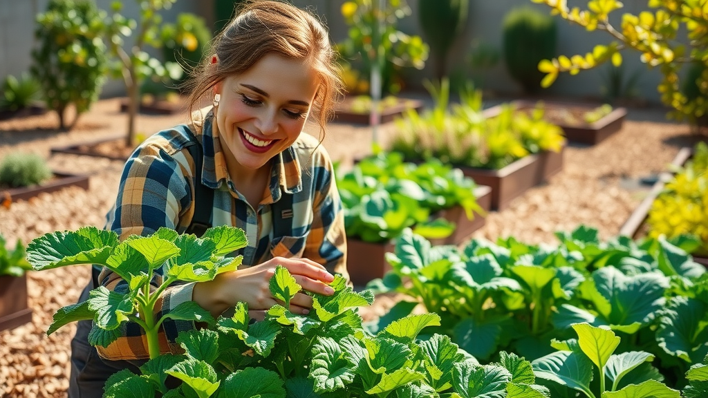 vibrant winter vegetable garden San Diego with leafy greens and raised beds - dry winter gardening