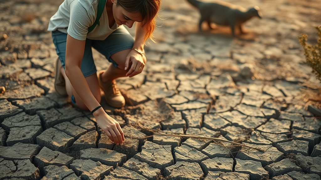 thoughtful gardener examining dry soil in San Diego landscape - dry winter gardening challenges