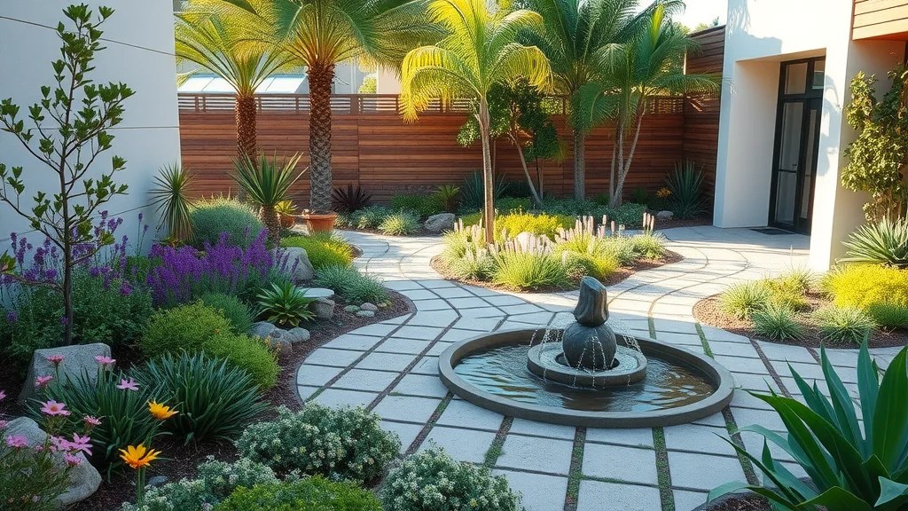 Eco-friendly San Diego landscape design with rainwater harvesting system and native plants