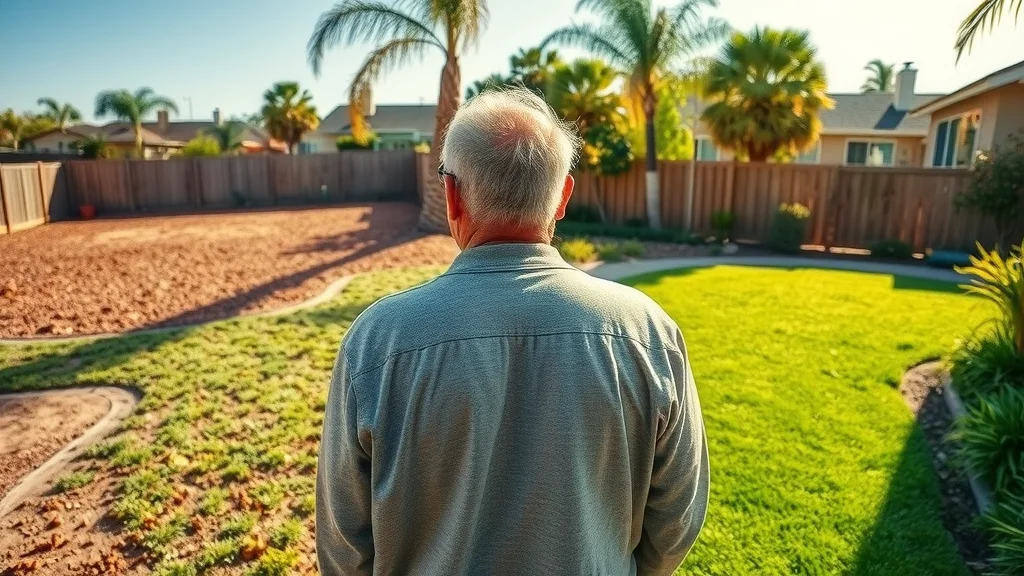 Before and after San Diego landscape makeover with satisfied homeowner and thriving yard