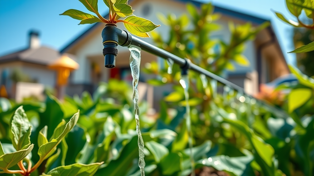 Efficient drip irrigation system watering native plants in a sustainable San Diego garden, demonstrating water conservation techniques.