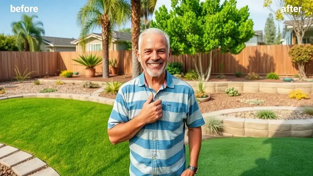 San Diego backyard before and after erosion control services