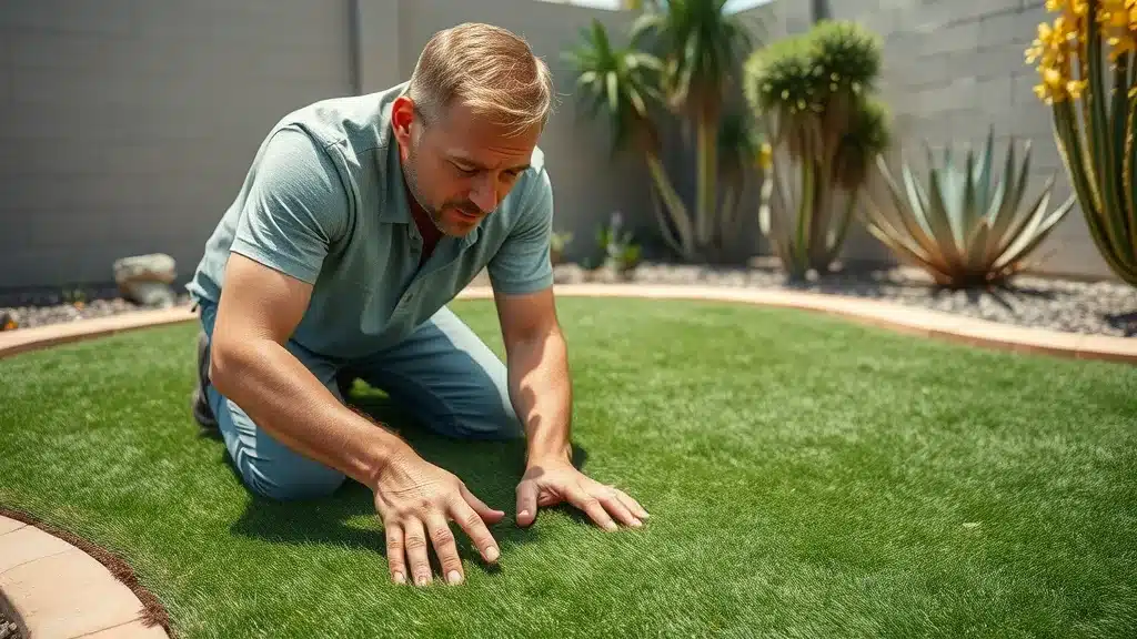 San Diego homeowner frustrated with hot artificial turf surface in harsh afternoon sun. Potential downsides of artificial turf San Diego.